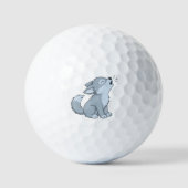 Cute Cartoon Howling Wolf Pup Golfballen (Voorkant)