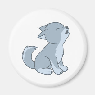 Cute Cartoon Howling Wolf Pup Magneet
