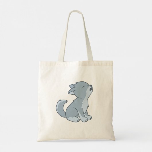 Cute Cartoon Howling Wolf Pup Tote Bag (Achterkant)