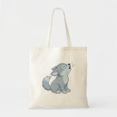 Cute Cartoon Howling Wolf Pup Tote Bag (Voorkant)