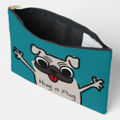 Cute Cartoon Hug a Pug Blauwgroen Etui (Open)