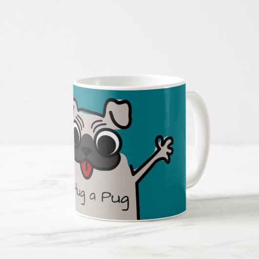Cute Cartoon Hug a Pug Koffiemok (Voorkant rechts)
