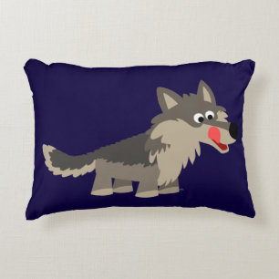 Cute Cartoon Hungry Wolf Accent Pillow Decoratief Kussen