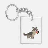 Cute Cartoon Hungry Wolf AcrylSleutelhanger Sleutelhanger (Voorkant Links)