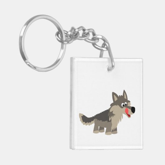 Cute Cartoon Hungry Wolf AcrylSleutelhanger Sleutelhanger (Voorkant Links)