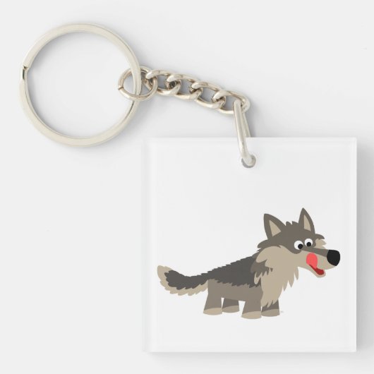 Cute Cartoon Hungry Wolf AcrylSleutelhanger Sleutelhanger (Voorkant)