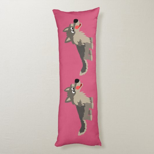 Cute Cartoon Hungry Wolf Body Pillow Lichaamskussen (Achterkant (Verticaal))
