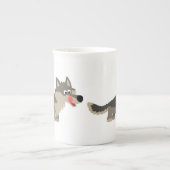 Cute Cartoon Hungry Wolf Bone China Mok (Voorkant)