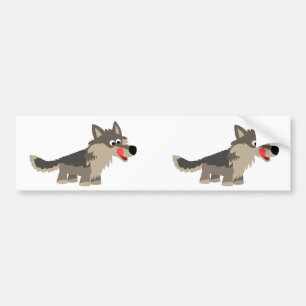 Cute Cartoon Hungry Wolf Bumpersticker
