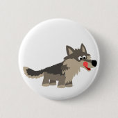 Cute Cartoon Hungry Wolf Button Badge (Voorkant)