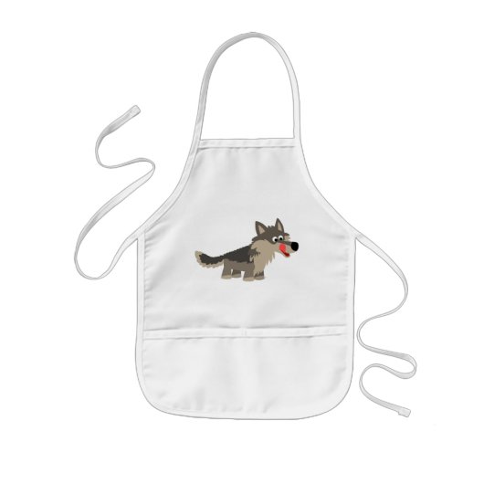 Cute Cartoon Hungry Wolf Children Cooking Schort (Voorkant)