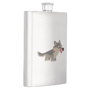 Cute Cartoon Hungry Wolf Classic Flask Heupfles