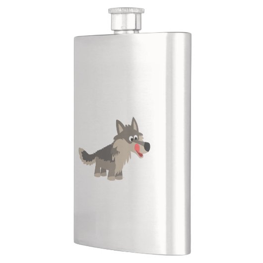 Cute Cartoon Hungry Wolf Classic Flask Heupfles (Links)