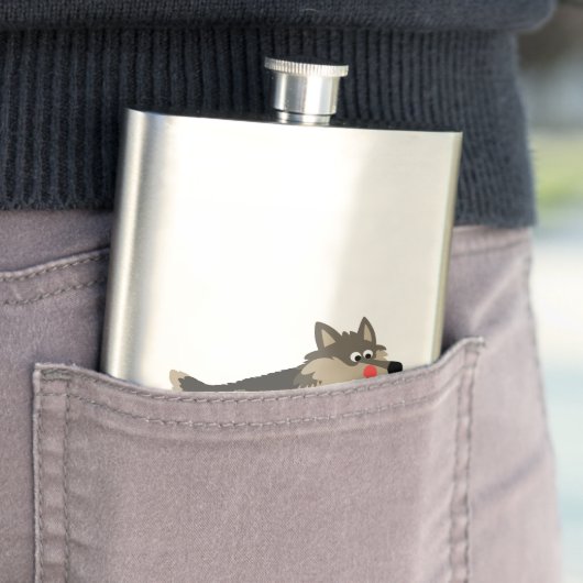 Cute Cartoon Hungry Wolf Classic Flask Heupfles (Voorbeeld)