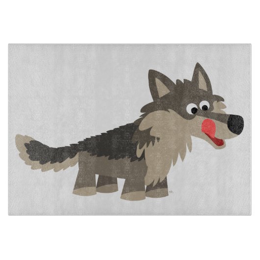 Cute Cartoon Hungry Wolf Cutting Board Snijplank (Voorkant)