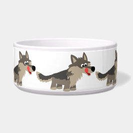 Cute Cartoon Hungry Wolf Dog Bowl Voerbakje