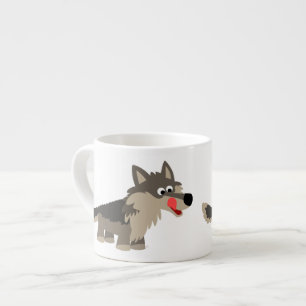 Cute Cartoon Hungry Wolf Espresso Mok