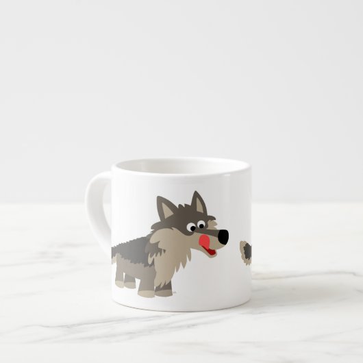 Cute Cartoon Hungry Wolf Espresso Mok (Links)