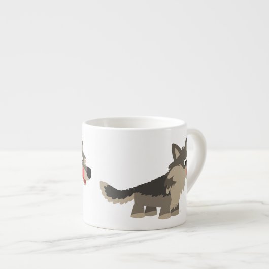 Cute Cartoon Hungry Wolf Espresso Mok (Voorkant rechts)