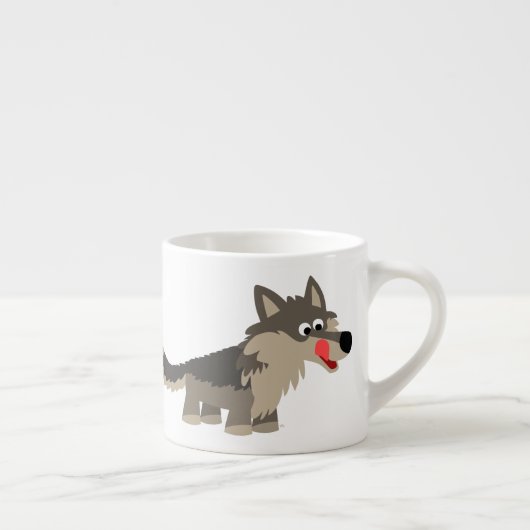 Cute Cartoon Hungry Wolf Espresso Mok (Rechts)