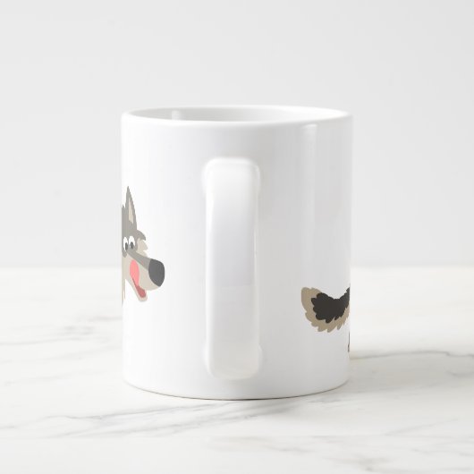 Cute Cartoon Hungry Wolf Jumbo Mok (Achterkant)