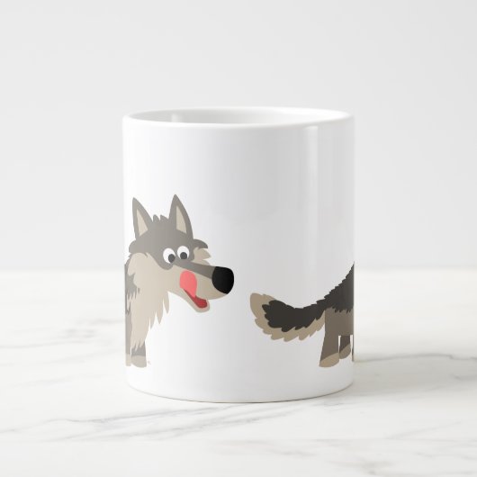 Cute Cartoon Hungry Wolf Jumbo Mok (Voorkant)