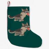 Cute Cartoon Hungry Wolf kerststop Kleine Kerstsok (Voorkant)