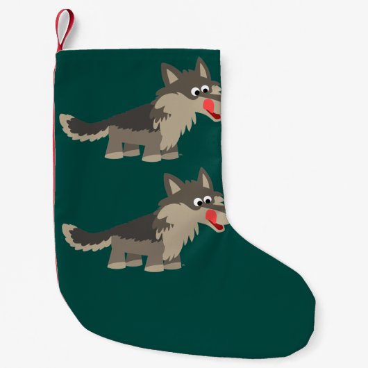 Cute Cartoon Hungry Wolf kerststop Kleine Kerstsok (Voorkant)