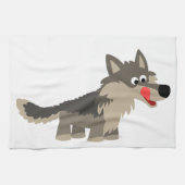 Cute Cartoon Hungry Wolf Kitchen Towel Theedoek (Horizontaal)
