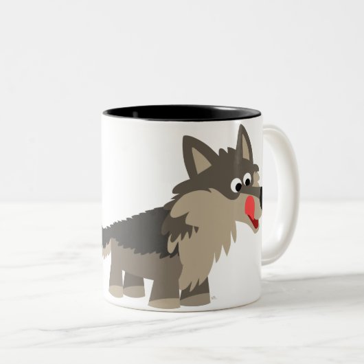 Cute Cartoon Hungry Wolf Mok (Voorkant rechts)
