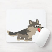 Cute Cartoon Hungry Wolf Mousepad Muismat (Met muis)
