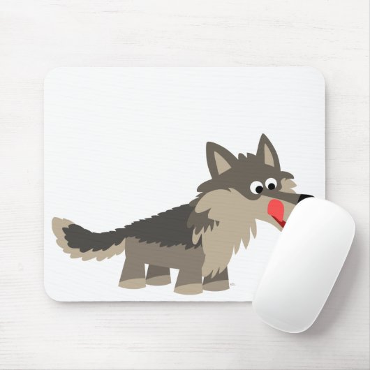 Cute Cartoon Hungry Wolf Mousepad Muismat (Met muis)
