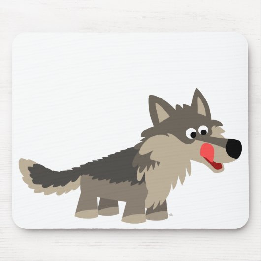 Cute Cartoon Hungry Wolf Mousepad Muismat (Voorkant)