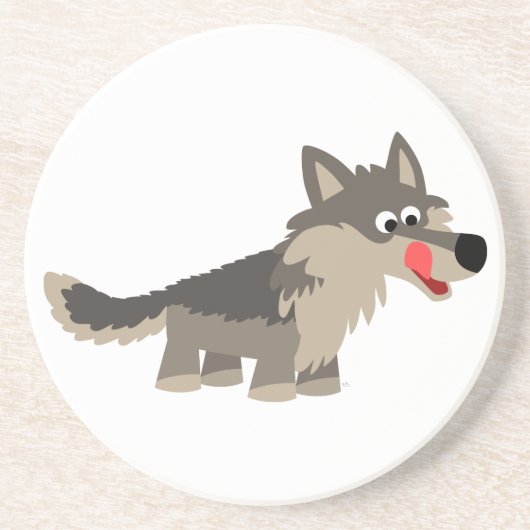 Cute Cartoon Hungry Wolf Onderzetter (Voorkant)