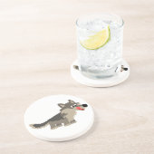 Cute Cartoon Hungry Wolf Onderzetter (Zijkant)