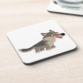 Cute Cartoon Hungry Wolf Onderzetters set (Linkerzijde)