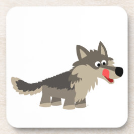 Cute Cartoon Hungry Wolf Onderzetters set