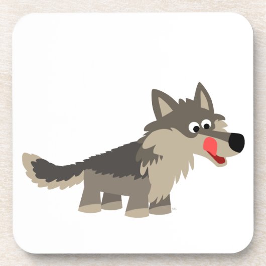 Cute Cartoon Hungry Wolf Onderzetters set (Voorkant)