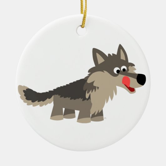 Cute Cartoon Hungry Wolf Ornament (Voorkant)