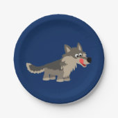 Cute Cartoon Hungry Wolf Paper Borden Papieren Bordje (Voorkant)