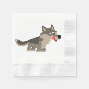 Cute Cartoon Hungry Wolf Paper Napkins Servet