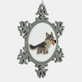 Cute Cartoon Hungry Wolf Pewter Ornament (Links)