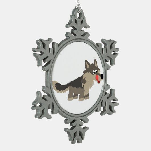 Cute Cartoon Hungry Wolf Pewter Ornament (Links)