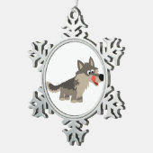Cute Cartoon Hungry Wolf Pewter Ornament (Rechts)