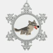 Cute Cartoon Hungry Wolf Pewter Ornament (Voorkant)