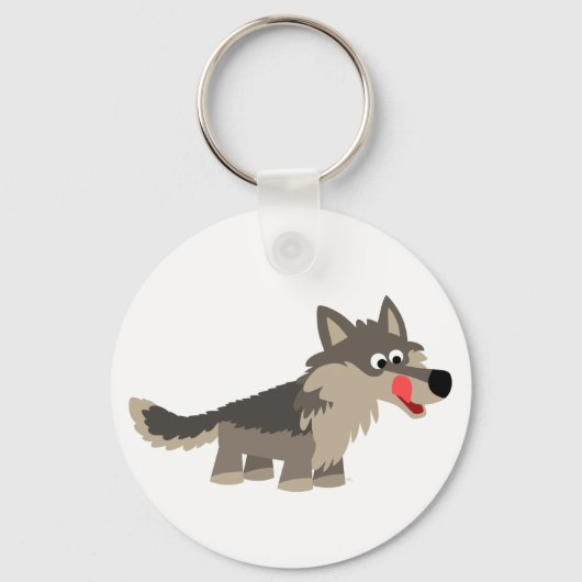 Cute Cartoon Hungry Wolf Sleutelhanger (Voorkant)
