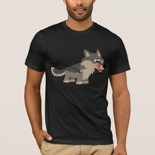 Cute Cartoon Hungry Wolf T-Shirt (Voorkant)