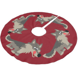 Cute Cartoon Hungry Wolf Tree Skirt Kerstboom Rok