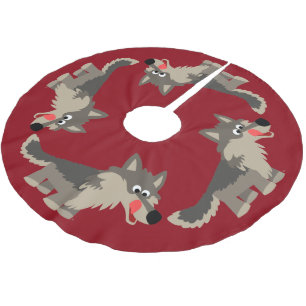 Cute Cartoon Hungry Wolf Tree Skirt Kerstboom Rok