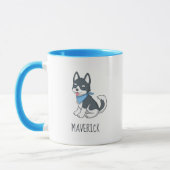Cute Cartoon Husky Puppy Dog Custom Name Mok (Links)